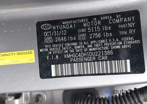 2013 Hyundai Genesis 5.0 R-Spec z USA, uszkodzony, nr VIN KMHGC4DH1DU221386